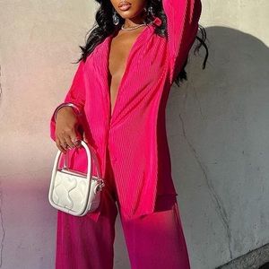 RICH GIRL VIBES 2 PEICE MONEY PINK PANT SET *NEW*